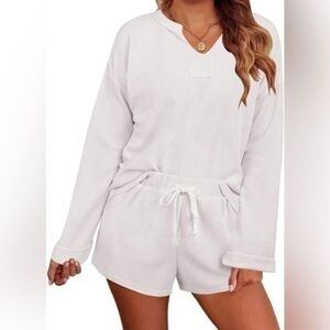 NWT - MEROKEETY Women's Long Sleeve and shorts Pajama Set Sz medium